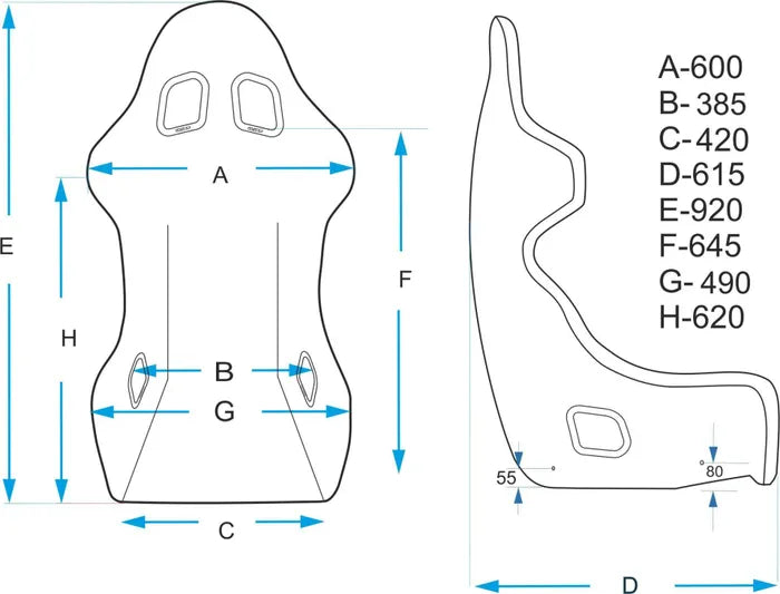 Motamec Racing Evo-Three FIA Approved Race Rally Seat GRP Shell Side Mount BLACK